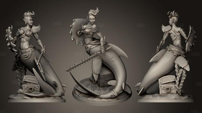 Warrior Mermaid stl model for CNC